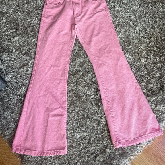 NWT Princess Polly Cabarita Lounge Flare Bubble Gum Pink Denim Jeans - Picture 2 of 7